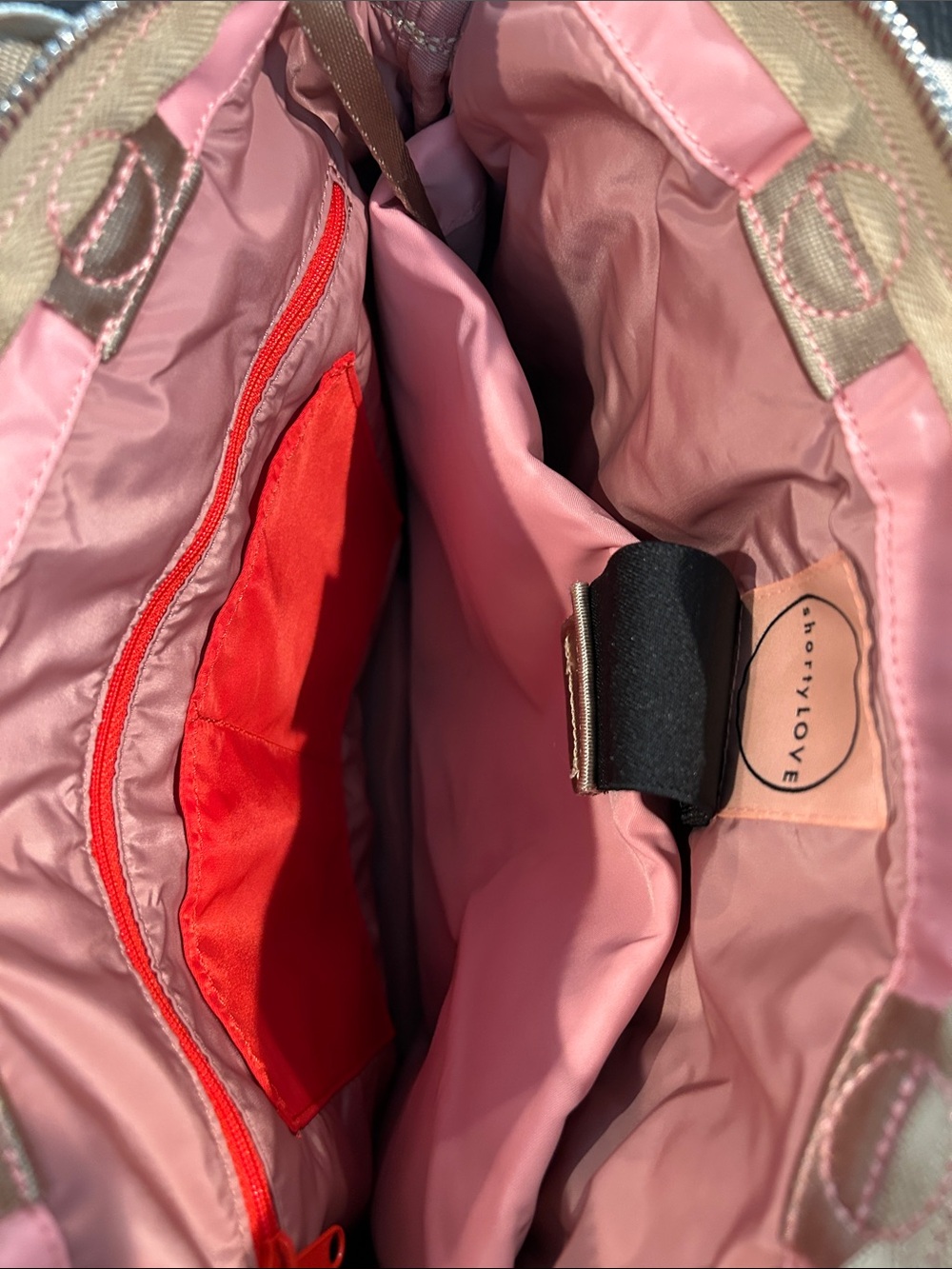 ShortyLOVE Large Pink Tote with Striped Adjustable Strap - Picture 12 of 15